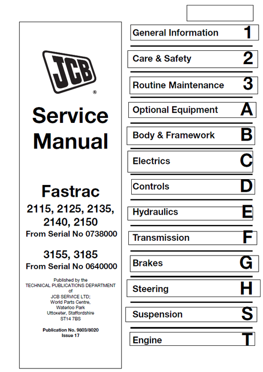 Manual de Reparación Fastrac JCB 2115, 2125, 2135, 2140, 2150