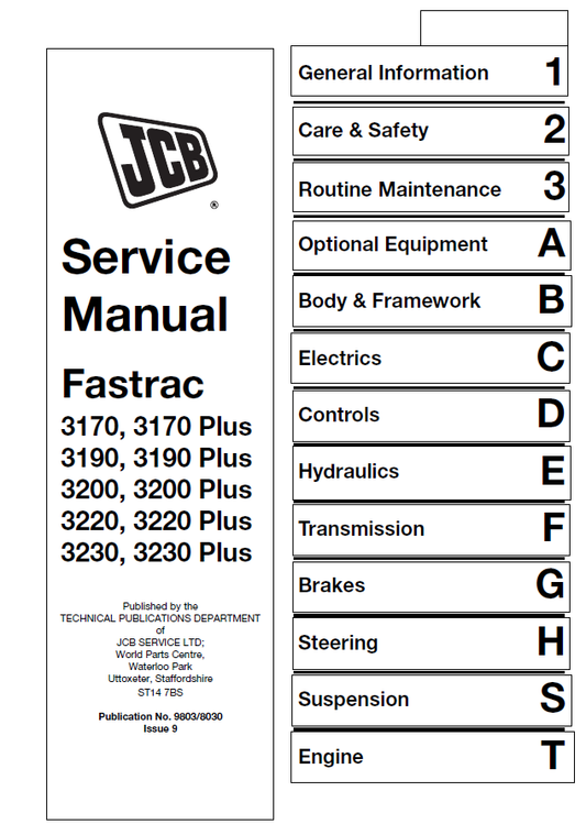Manual de Reparación Fastrac JCB 3170 Plus TO 3230 Plus