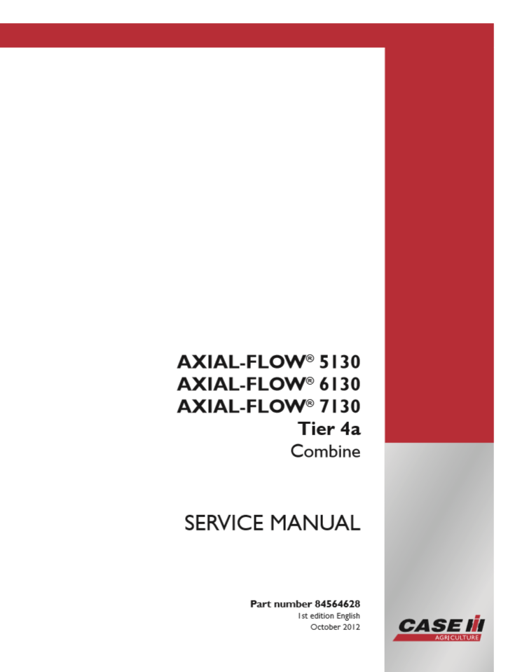 Manual de Reparación Flujo Axial Cosechadora Case IH 5130, 6130, 7130 Tier 4a