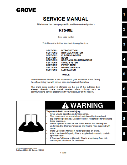 Manual de Reparación Grúa Grove RT540E