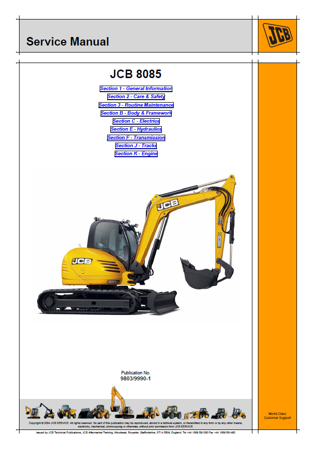 Manual de Reparación Mini Excavadora JCB 8085