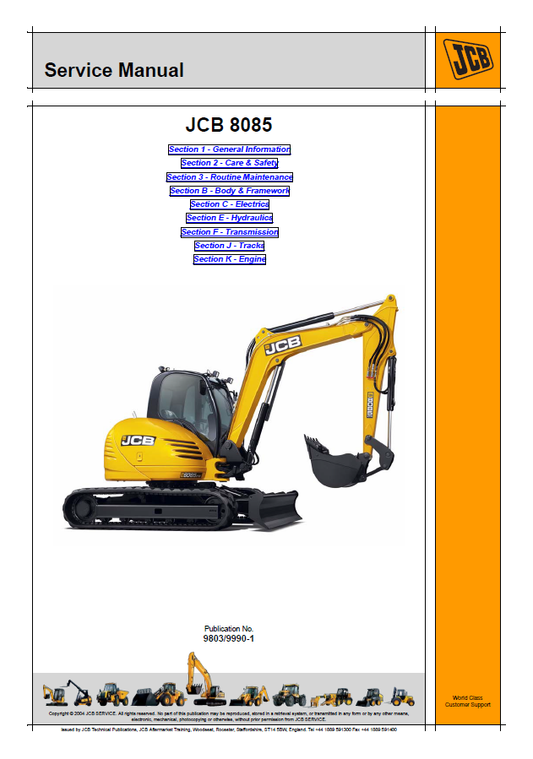 Manual de Reparación Mini Excavadora JCB 8085