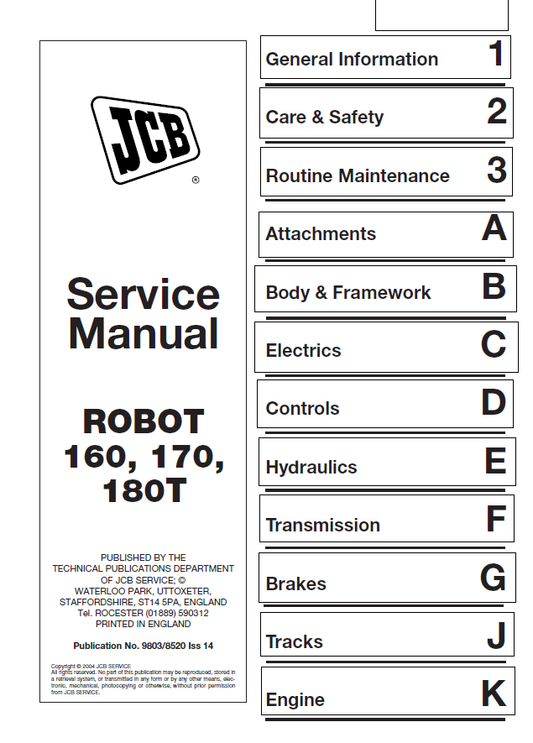 Manual de Reparación JCB ROBOT 160, 170, 180T