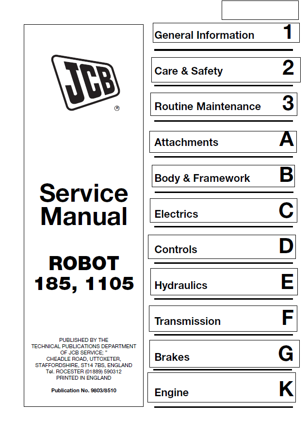 Manual de Reparación JCB ROBOT 185, 1105