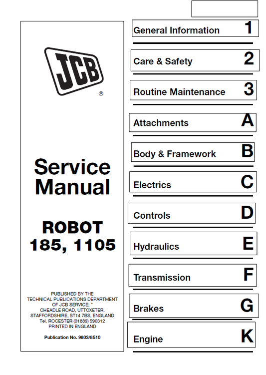 Manual de Reparación JCB ROBOT 185, 1105