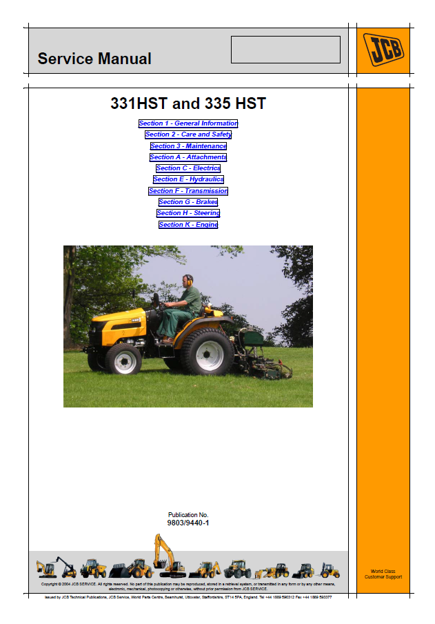 Manual de Reparación JCB Tractor 331HST 335HST