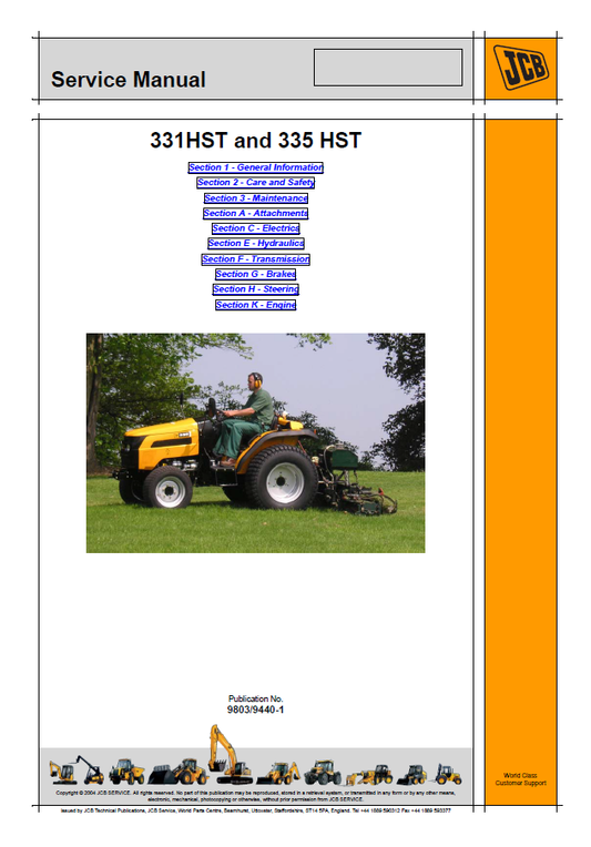 Manual de Reparación JCB Tractor 331HST 335HST