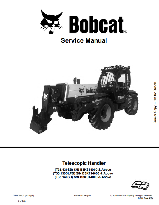 Manual de Reparación Manipulador Telescopico Bobcat T35.130SB, T35.130SLPB, T35.140SB