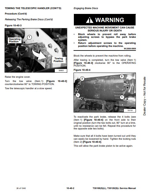 Manual de Reparación Manipulador Telescópico Bobcat T35100, T35100S, T35100L, T35100SL, T35120L, T35120SL