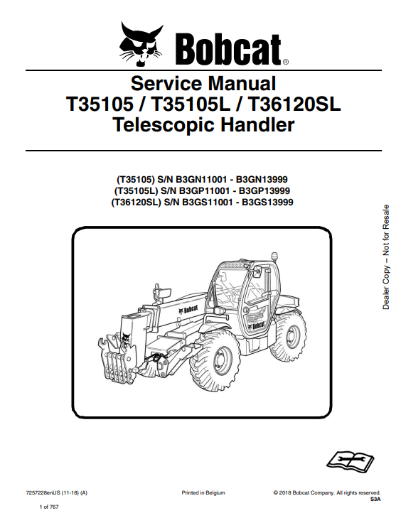 Manual de Reparación Manipulador Telescópico Bobcat T35105, T35105L, T36120SL