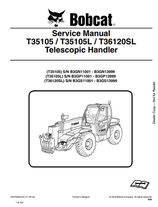 Manual de Reparación Manipulador Telescópico Bobcat T35105, T35105L, T36120SL