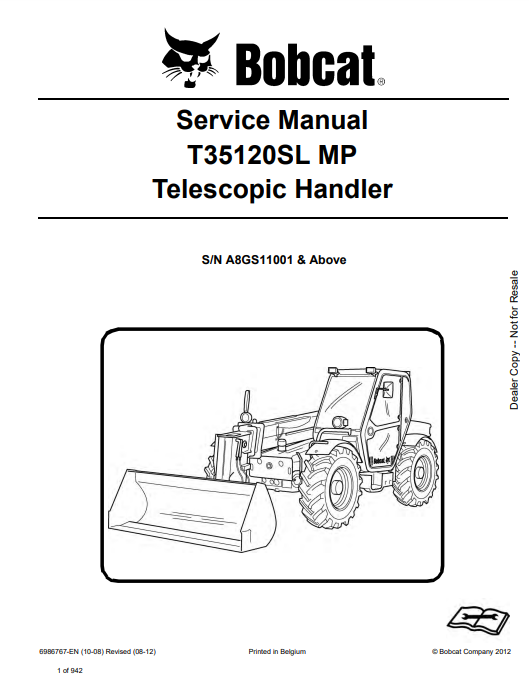 Manual de Reparación Manipulador Telescopico Bobcat T35120SL MP