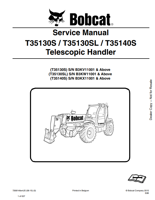 Manual de Reparación Manipulador Telescopico Bobcat T35130S, T35130SL, T35140S