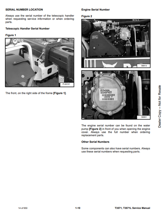 Manual de Reparación Manipulador Telescópico Bobcat T3571, T3571L