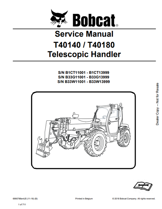 Manual de Reparación Manipulador Telescopico Bobcat T40140, T40180