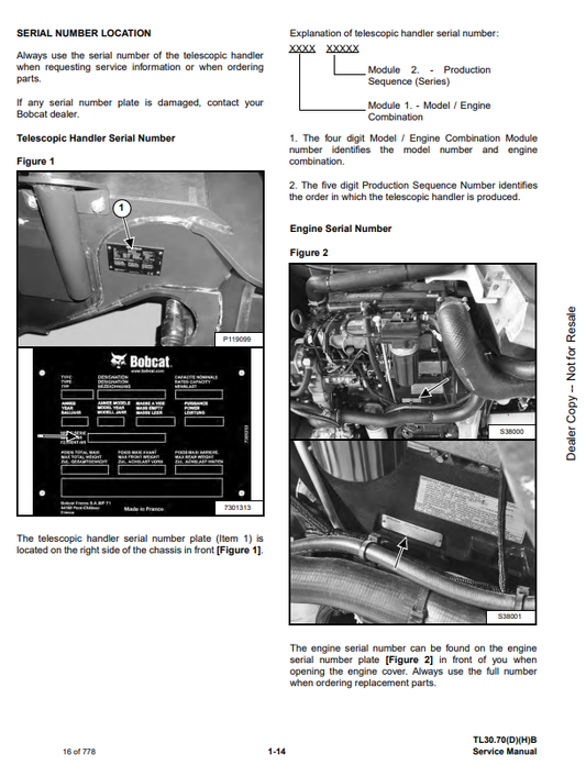 Manual de Reparación Manipulador Telescopico Bobcat TL34.65C, TL34.65XC, TL35.70, TL38.70, TL38.70X