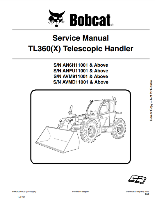 Manual de Reparación Manipulador Telescopico Bobcat TL360(X)