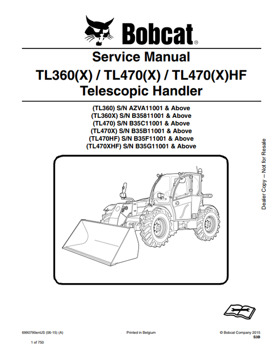 Manual de Reparación Manipulador Telescopico Bobcat TL360(X) TL470(X) TL470(X)HF