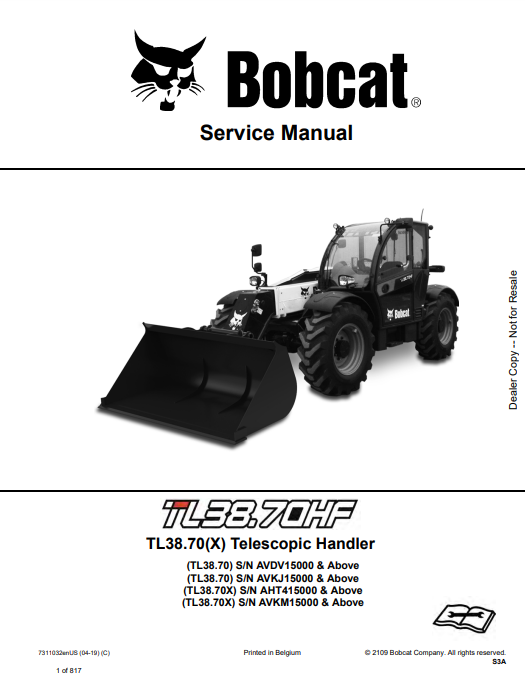 Manual de Reparación Manipulador Telescopico Bobcat TL38.70(X)