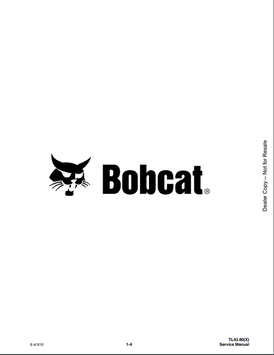 Manual de Reparación Manipulador Telescopico Bobcat TL43.80, TL43.80X, TL43.80X2