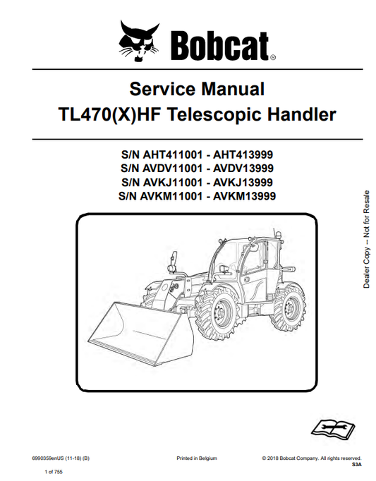 Manual de Reparación Manipulador Telescopico Bobcat TL470(X)HF