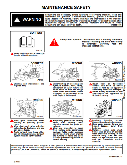 Manual de Reparación Manipulador Telescopico Bobcat serie TL358