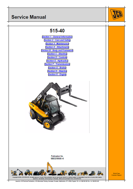 Manual de Reparación Manipulador Telescopico JCB 515-40