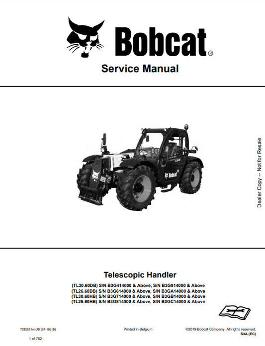 Manual de Reparación Manipulador Telescopico Bobcat TL30.60DB, TL26.60DB, TL30.60HB, TL26.60HB