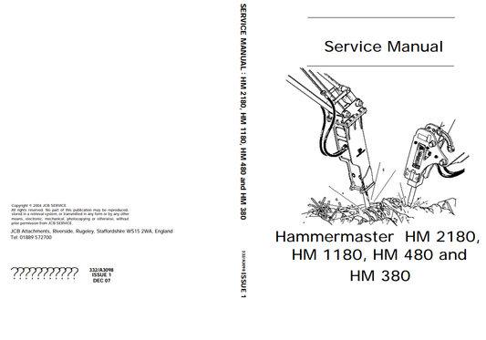 Manual de Reparación Martillo JCB Hammermaster HM 2180 HM 1180 HM 480 HM 380