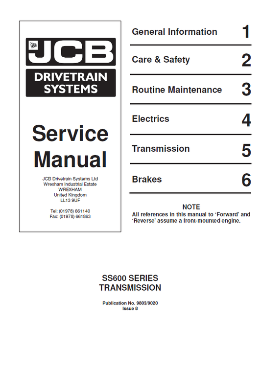 Manual de Reparación Mincargador JCB SS600