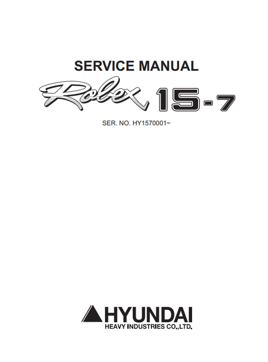 Manual de Reparación Mini Excavadora Hyundai R15-7
