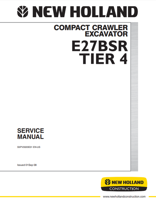 Manual de Reparación Mini Excavadora New Holland E27BSR
