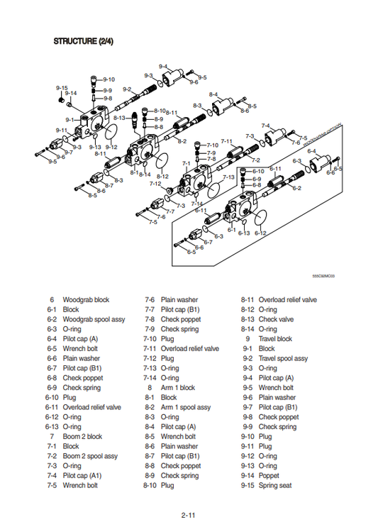 Manual de Reparación Mini Excavadora sobre Orugas Hyundai  R55-9
