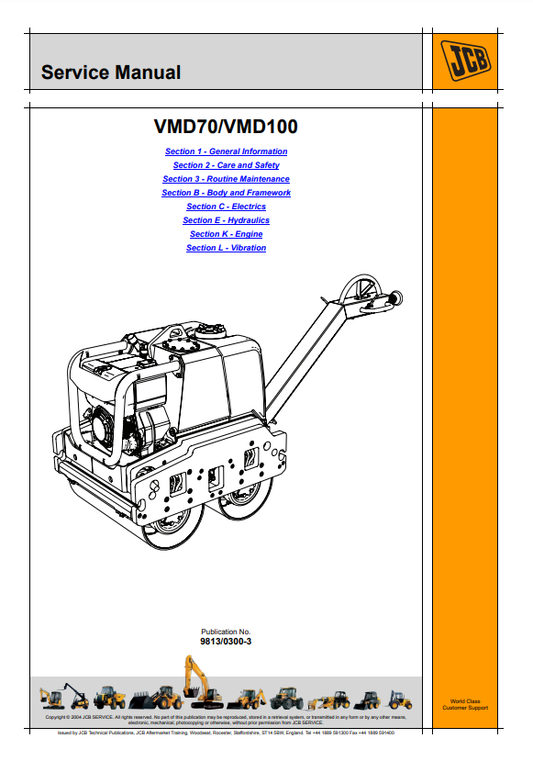 Manual de Reparación Mini Rodillo Compactador JCB VMD70, JCB VMD100