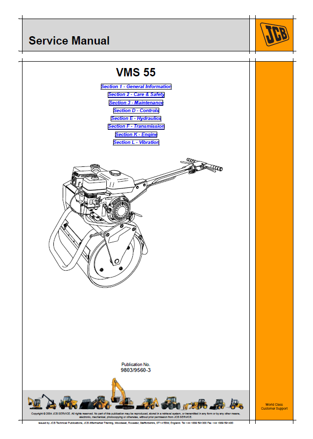 Manual de Reparación Mini Rodillo Compactador JCB Vibromax VMS 55