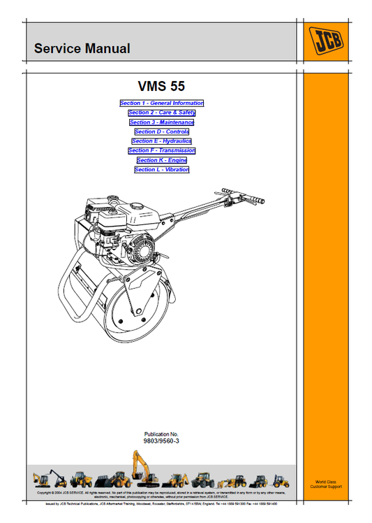 Manual de Reparación Mini Rodillo Compactador JCB Vibromax VMS 55