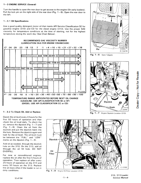 Manual de Reparación Minicargador Bobcat 310, 313