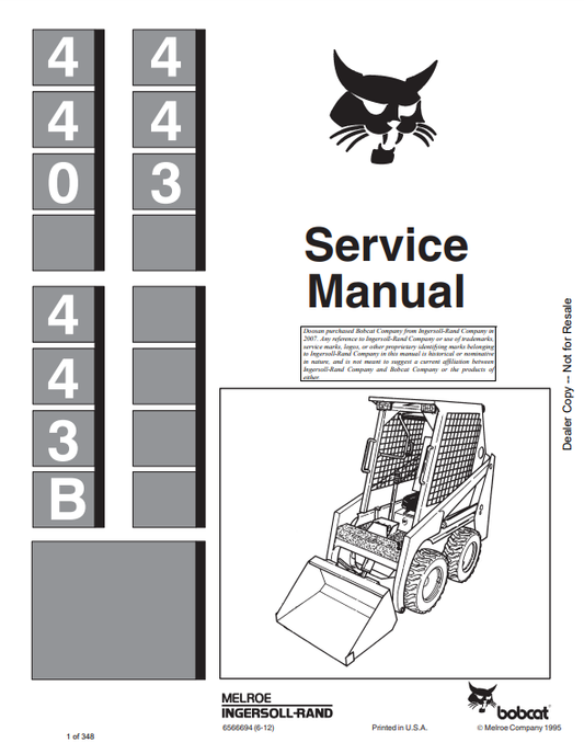 Manual de Reparación Minicargador Bobcat 440, 443. 443B
