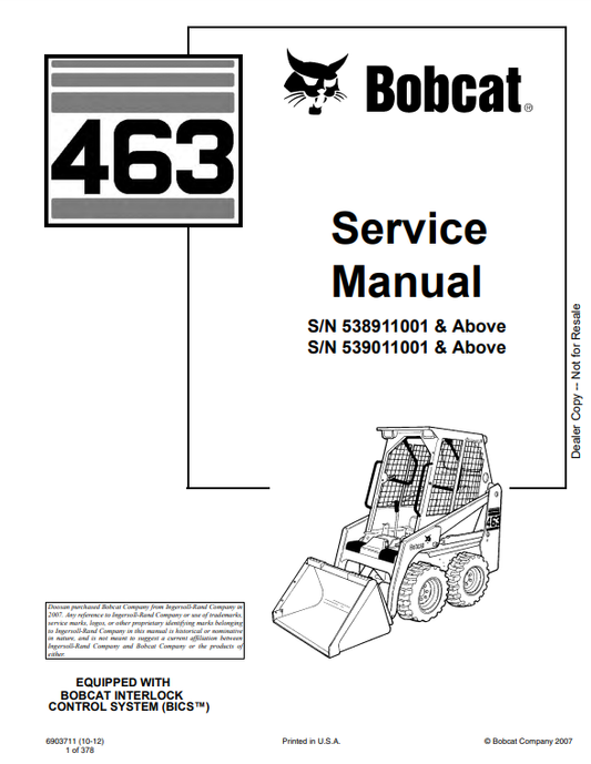 Manual de Reparación Minicargador Bobcat 463