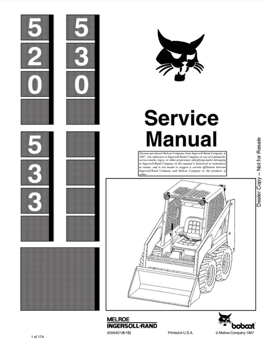 Manual de Reparación Minicargador Bobcat 520, 530, 533