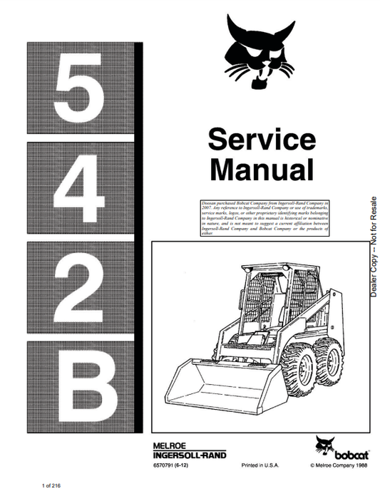 Manual de Reparación Minicargador Bobcat 542B