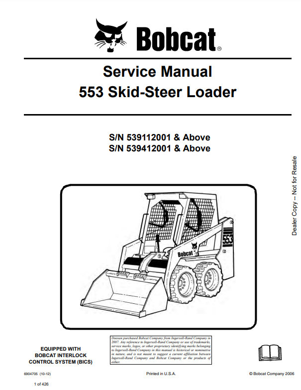 Manual de Reparación Minicargador Bobcat 553