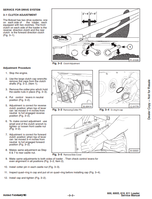 Manual de Reparación Minicargador Bobcat 600, 600D, 610, 611