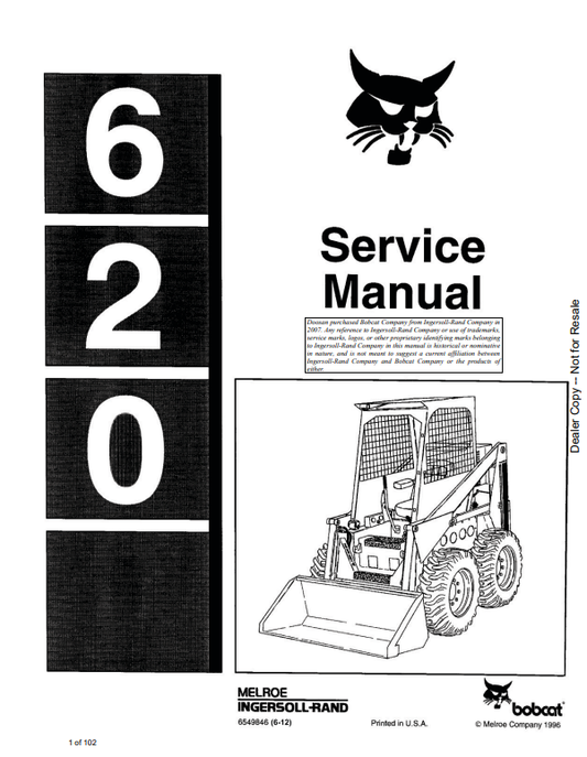 Manual de Reparación Minicargador Bobcat 620