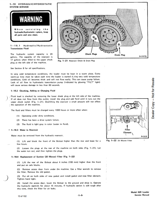 Manual de Reparación Minicargador Bobcat 620