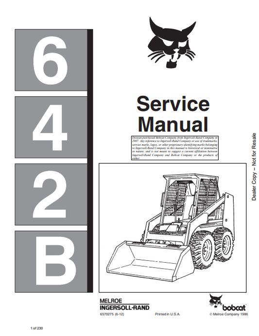 Manual de Reparación Minicargador Bobcat 642B
