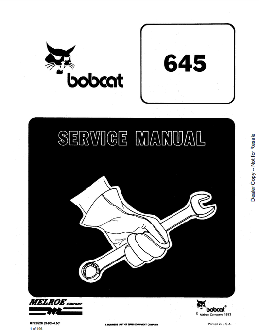 Manual de Reparación Minicargador Bobcat 645