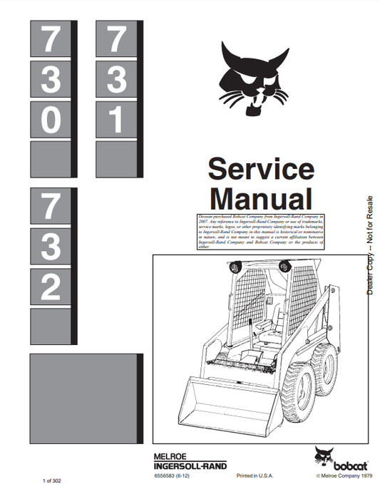 Manual de Reparación Minicargador Bobcat 730, 731, 732