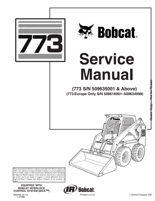 Manual de Reparación Minicargador Bobcat 773