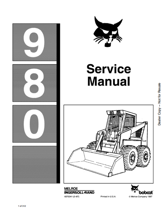 Manual de Reparación Minicargador Bobcat 980